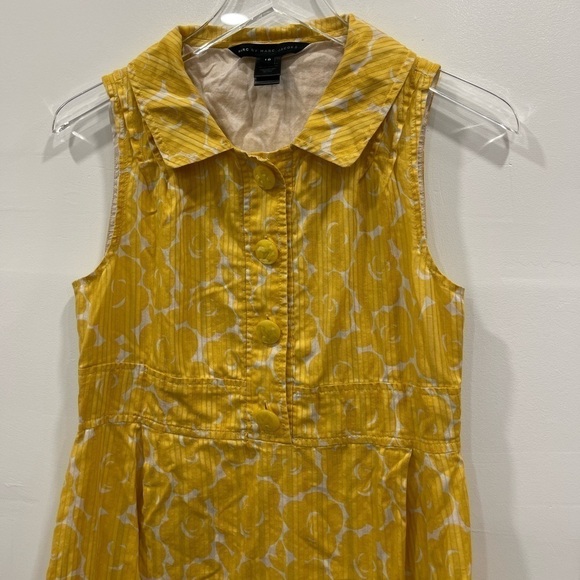 Marc By Marc Jacobs Yellow Floral Sleeveless Dress Cotton Collar Button Front 10 - Picture 3 of 8